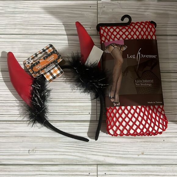 Devil Accessories Fishnets Horns - Picture 3 of 3